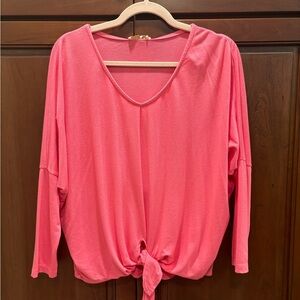 Women's Pink Tie-Front Top